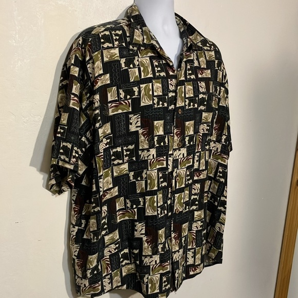 Half Moon Bay XXL bamboo / cotton tropical print Men's Short Sleeve Shirt - Picture 2 of 4